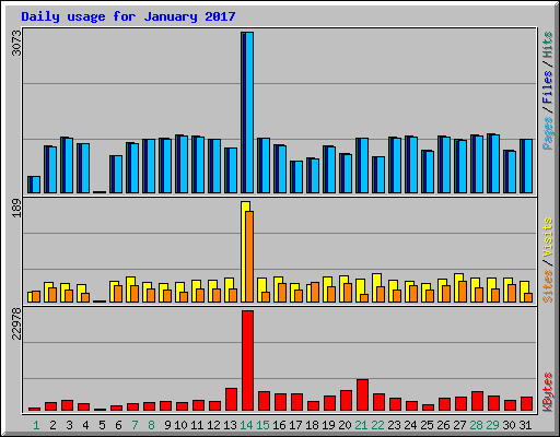 Daily usage for January 2017