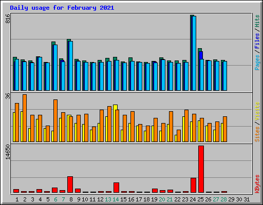 Daily usage for February 2021