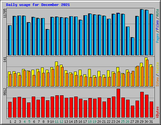 Daily usage for December 2021