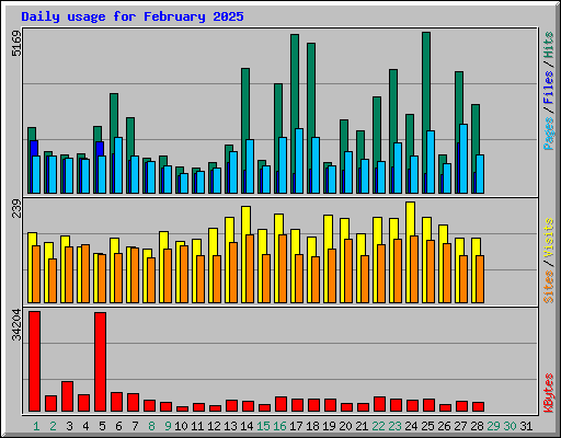 Daily usage for February 2025