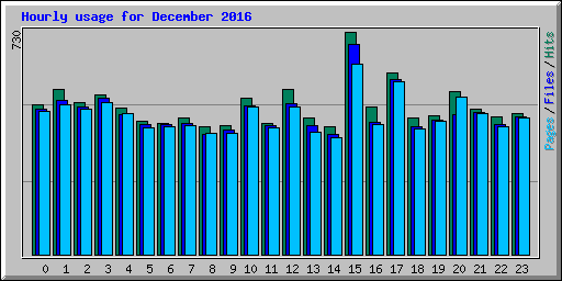 Hourly usage for December 2016